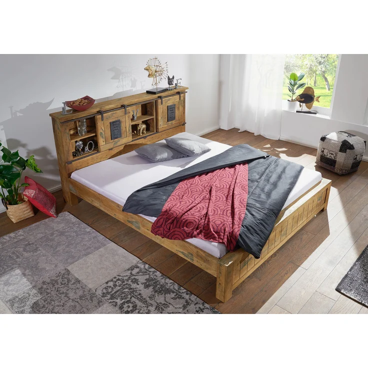 Bett Mango 200x200x105 natur lackiert RAILWAY #143 – Bild 2