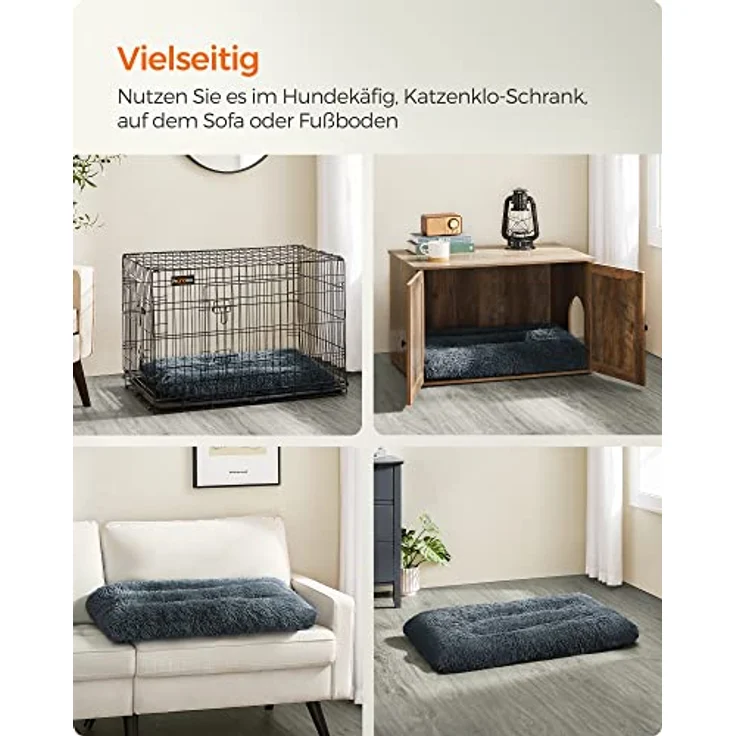 Feandrea Hundebett, Hundekissen, Flauschige Hundematte, Langer Plüsch, 110x73 cm, weiche Polsterung, maschinenwaschbar, Hundekorb, multifunktional, tragbar, dunkelgrau PGW203G02 – Bild 5
