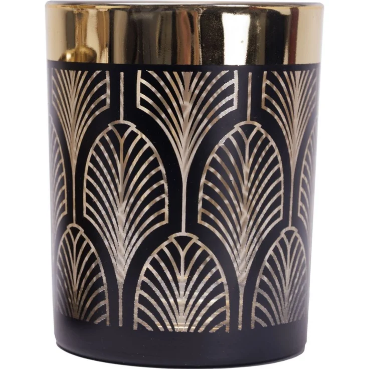 TrendLine Windlicht Glas Ø 10 cm schwarz gold – Bild 1