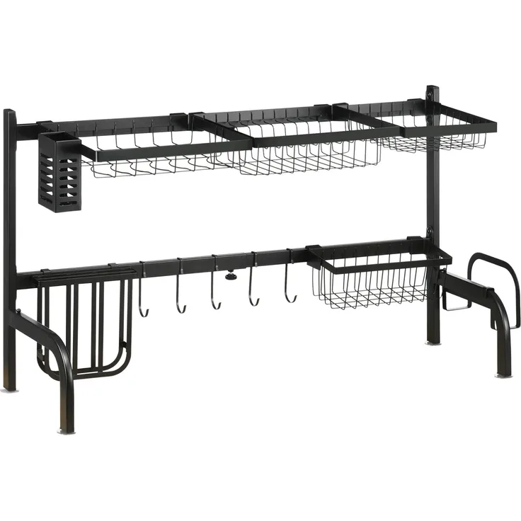 JARDJ Abtropfgestell, längenverstellbar 51-93 cm, viele Elemente, flexible Anordnung, 93 x 30 x 52cm, schwarz