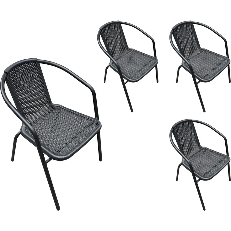LC Garden Stapelstuhl Garvista Stapelstuhl 54x52x72cm schwarz Gartenstuhl Terassenstuhl, Pulverbeschichteter Stahl