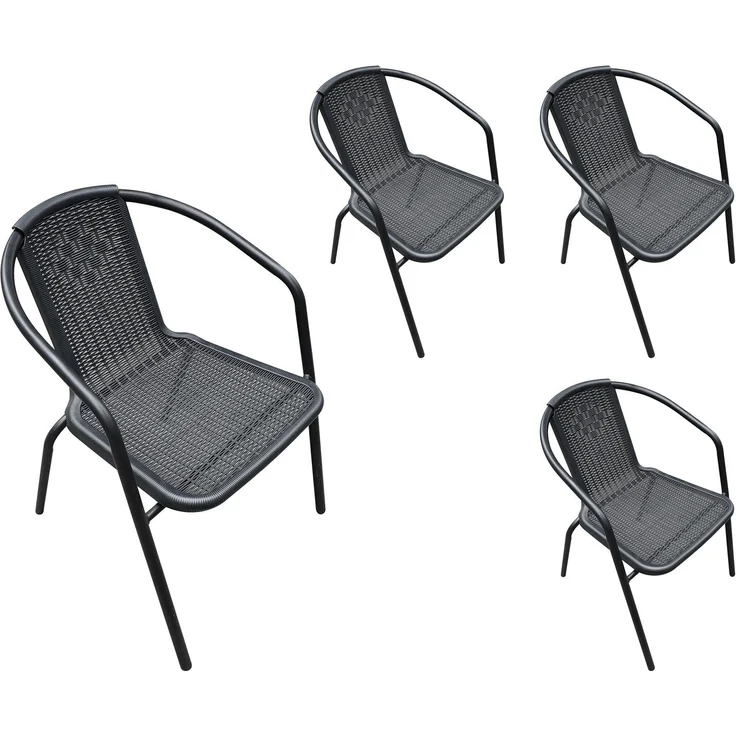 LC Garden Stapelstuhl Garvista Stapelstuhl 54x52x72cm schwarz Gartenstuhl Terassenstuhl, Pulverbeschichteter Stahl – Bild 1