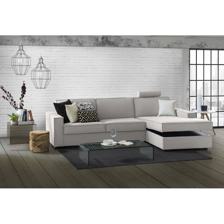 Dmora Sofa mit Halbinsel Ametrino, Ecksofa mit rechter Aufbewahrungshalbinsel, Standardarmlehnen, 100 % Made in Italy, 280 x 95 x 90 cm, Grau – Bild 4
