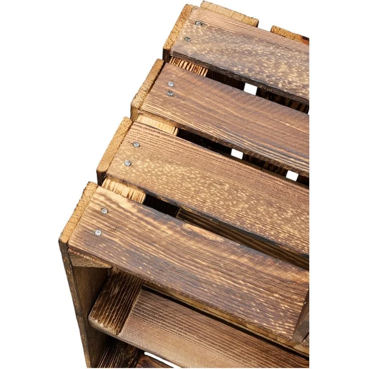 Holzkisten 2er Set 50cm mit Ablage Vintage Geflammt – Bild 9