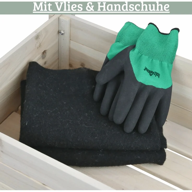 Hochbeet Balkon Holz KLEO - Inkl. Vlies & Handschuhe | Pflanzkasten hoch Blumenkasten aus Tannenholz Kräuterbeet Wetterfest, Grauweiß – Bild 4