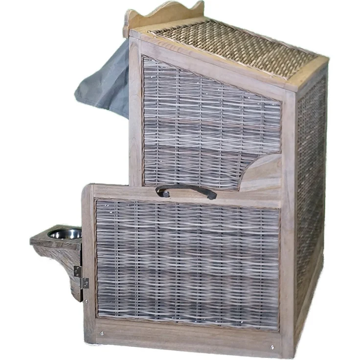 Strandkorb-King XL Hundestrandkorb aus Teakholz naturfarben – Bild 4