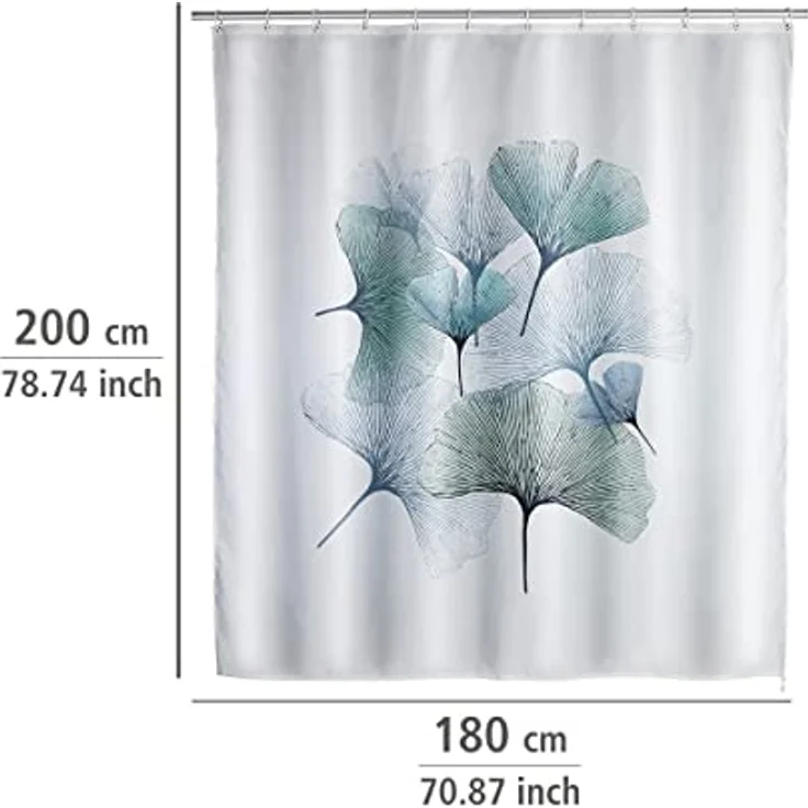 WENKO GINKGO Duschvorhang, 180 x 200 cm, Polyester, waschbar – Bild 7
