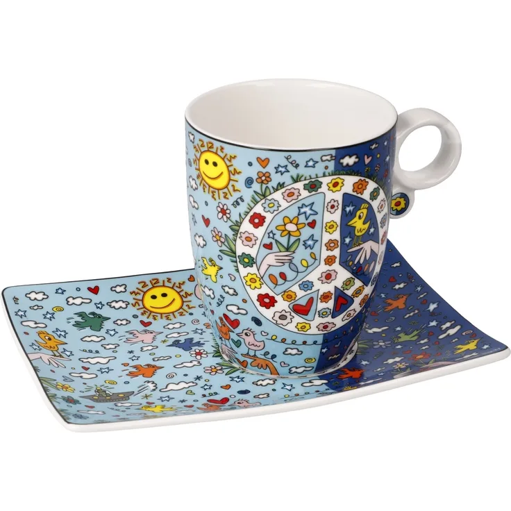 Goebel Künstlertasse James Rizzi - Give Peace a Chance, Fine Bone China, Bunt, 0. 4 L, 26102801