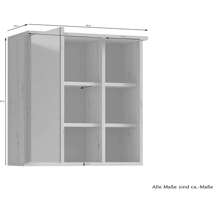 byLIVING Badezimmer Spiegelschrank WELLNESS mit LED-Beleuchtung & Steckdose / Moderner, 1-türiger Spiegel Hängeschrank in Melamin weiß / Wandschrank mit Spiegeltür / B 60, H 61, T 28 cm – Bild 3