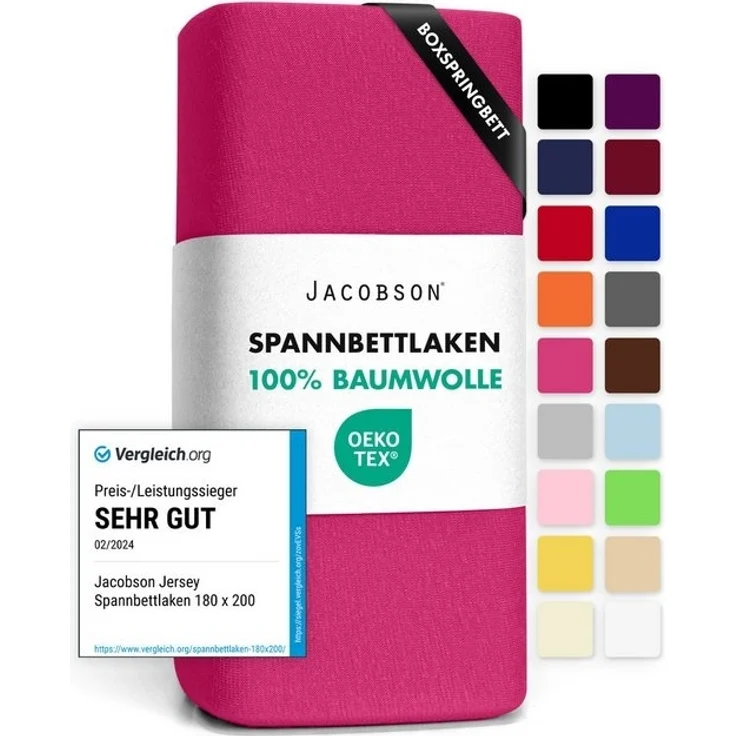 Jacobson Spannbettlaken BOXSPRING & ÜBERLÄNGE aus 100% Baumwolle, für hohe & lange Matratzen, Jersey Bettlaken 160 g/m², OEKO-TEX® – Bild 4