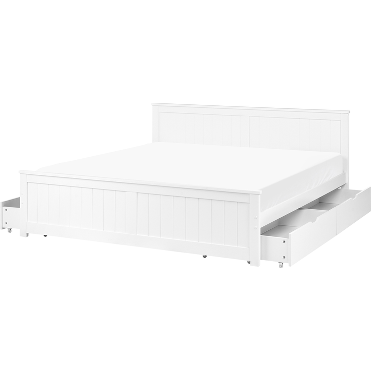 Bett mit 4 Schubladen Kiefernholz SABRAN 160x200 cm Weiß