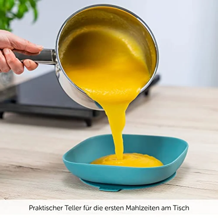 MiaMia Silikon-Teller mit Saugnapf - Monster - 380 ml, petrol, für Beikoststart ab 6 Monaten – Bild 6