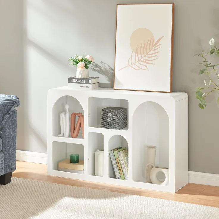 Sideboard Vågå mit offenen Fächern 110x30x70 cm Weiß [en. casa] – Bild 1