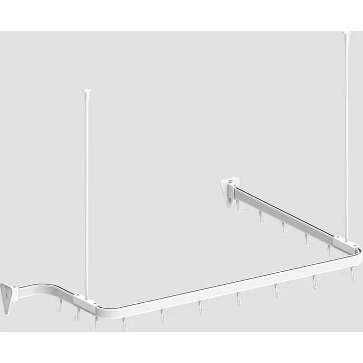 Euroshowers GmbH Duschvorhangstange Flexibel Weiß 300 cm, 1-läufig, Wand, Decke, Schrauben, Aluminium, Kann von Hand gebogen werden