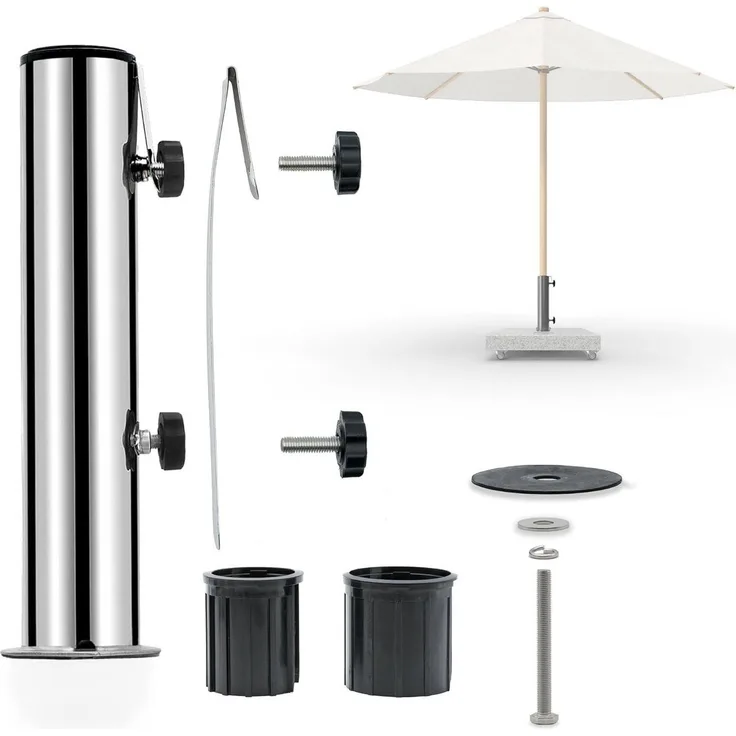 osoltus Edelstahl Universal Standrohr zu Granit Schirmständer 30/40kg mit Schutz
