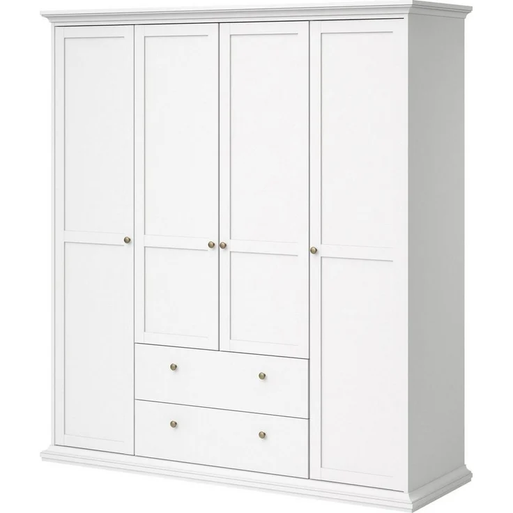 Home affaire Kleiderschrank Paris Drehtürenschrank, Aufbewahrung Kasten Schrank Stauraum mit 4 Türen, 11 Facher, Kleiderstange, 2 Schubladen, Breite 181 cm – Bild 3