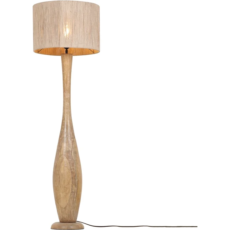 LED Stehleuchte aus Naturholz mit Lampenschirm aus Jute, Höhe 135cm – Bild 2