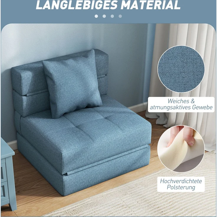 JARDJ Schlafsessel Relaxsessel Gästebett, abnehmbarer Bezug, 70 cm x 70 cm x 61 cm, Dunkelblau – Bild 7