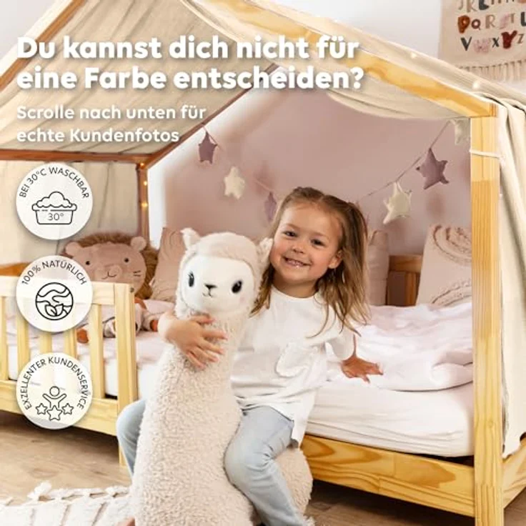 lilimaus Betthimmel Musselin Hausbett Himmel Kinderzimmer Baumwolle mit Gold, Gemütlicher Baldachin aus Baumwolle für traumhafte Kinderzimmer-Deko – Bild 7