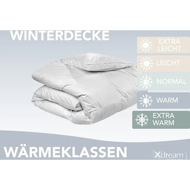 XDREAM Daunenbettdecke Nature Daunendecke, 135x200 cm und weitere Größen, Füllung: 90% Daunen, 10% Federn, Bezug: 100% Baumwolle, alle Wärmeklassen, Sommer oder Winter – Bild 3