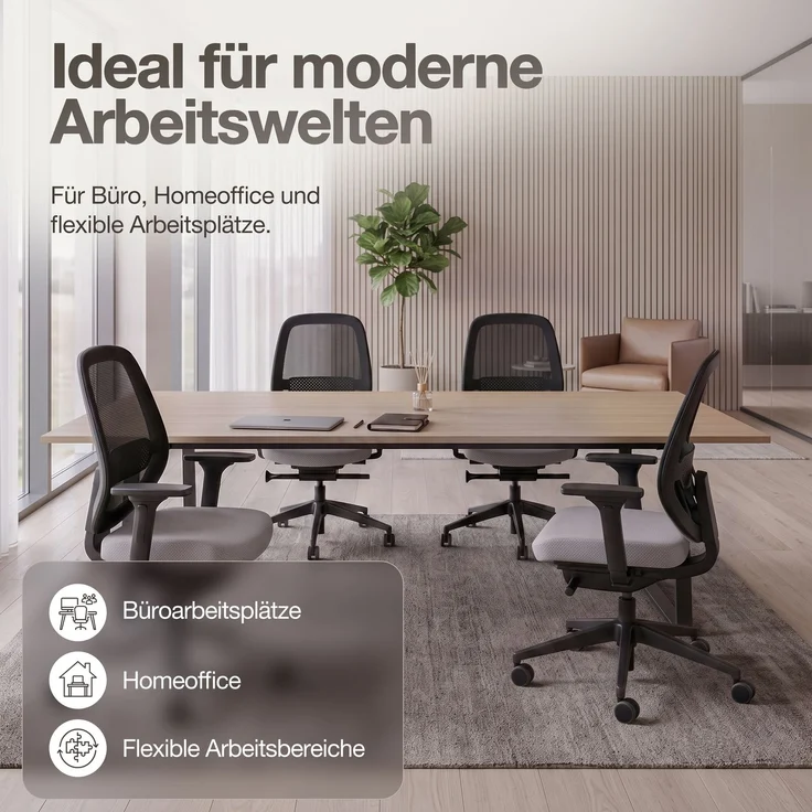 ASSMANN Ergonomischer Bürostuhl Atessa mit Netzrücken Hellgrau 63x53x100cm Textil – Bild 5