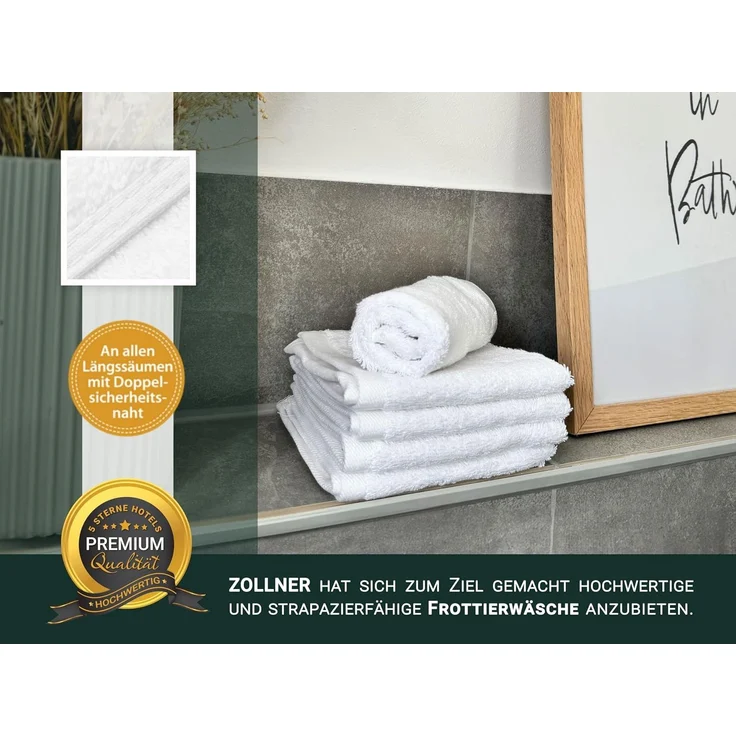 ZOLLNER 10er Set Seiftücher, 100% Baumwolle, 10x10cm, weiß, extra flauschig – Bild 5
