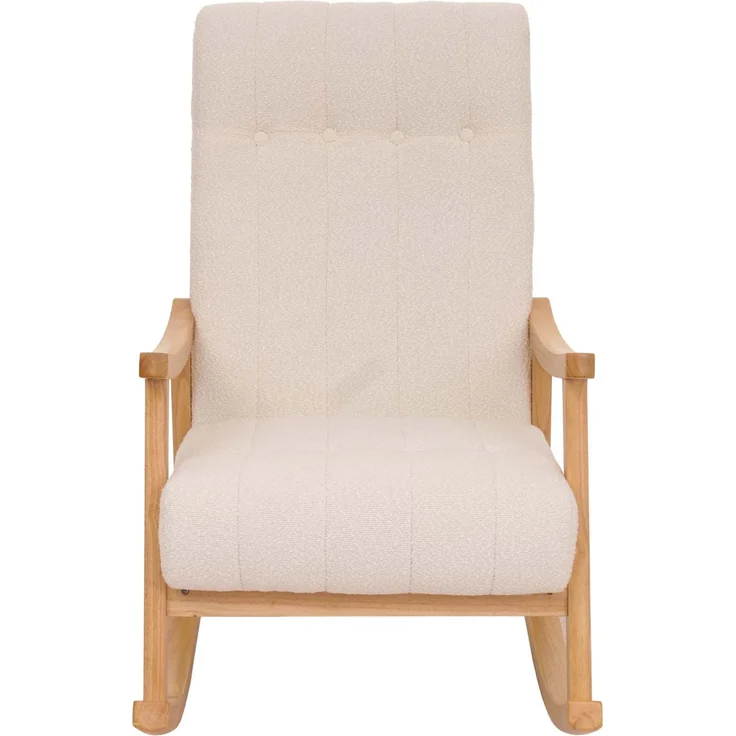 Schaukelstuhl HWC-K10, Relaxsessel, Holz FSC® Stoff/Textil Bouclé (450g/m²) ~ creme, Gestell natur – Bild 7