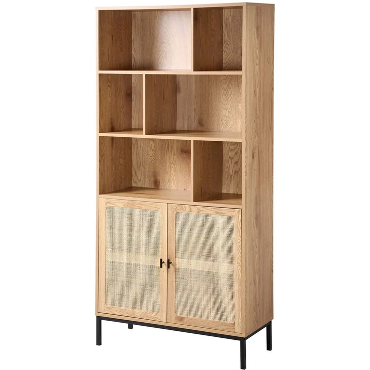 Casâme 'JAYA' Bücherregal mit Stauraum 2 Türen in Holzoptik - L80 x H175 cm - Helles Holz – Bild 10