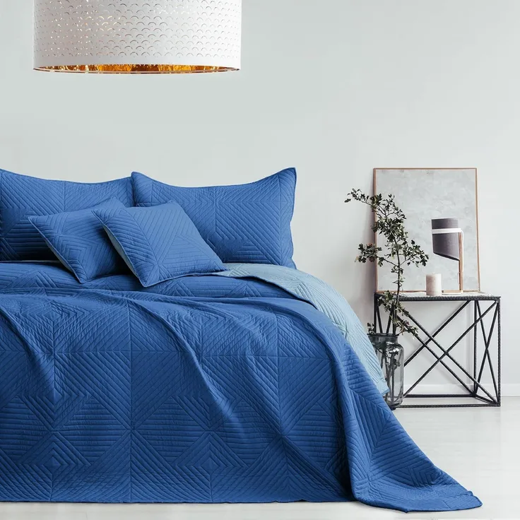 AmeliaHome Tagesdecke blau himmelblau 170x210 Bettüberwürf zweiseitig Ultrasonic Steppung Polyester Softa