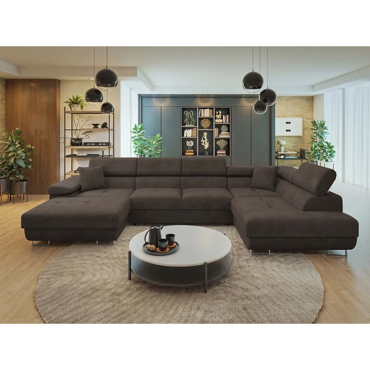Wohnlandschaft Torezio Bis mit Bettkasten, Schlaffunktion und Einstellbare Kopfstützen (Farbe: Lumo 40, Seite: Rechts) – Bild 2