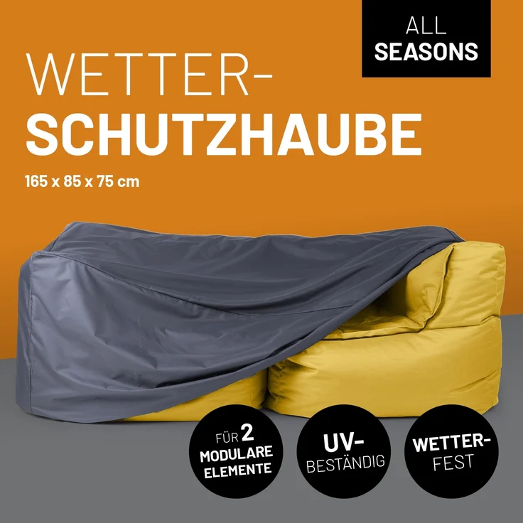 Lumaland Wetterschutzhaube für Sitzsack-Sofa Modular 165 x 85 x 75 cm grau 2x Eckteil – Bild 2
