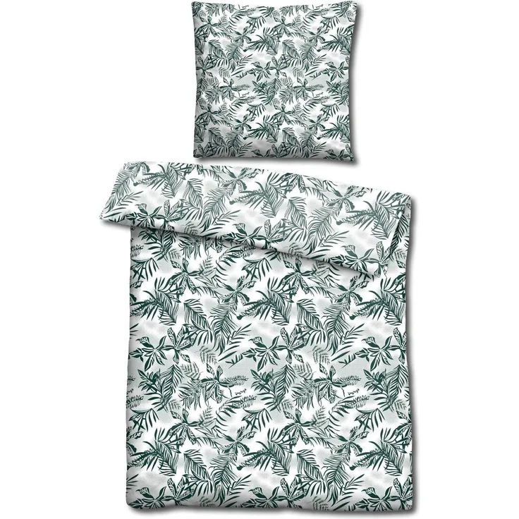 CloudComfort Basic Mikrofaser Bettwäsche grüne Blätter 135x200 + 80x80 cm