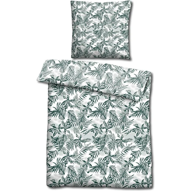 CloudComfort Basic Mikrofaser Bettwäsche grüne Blätter 135x200 + 80x80 cm