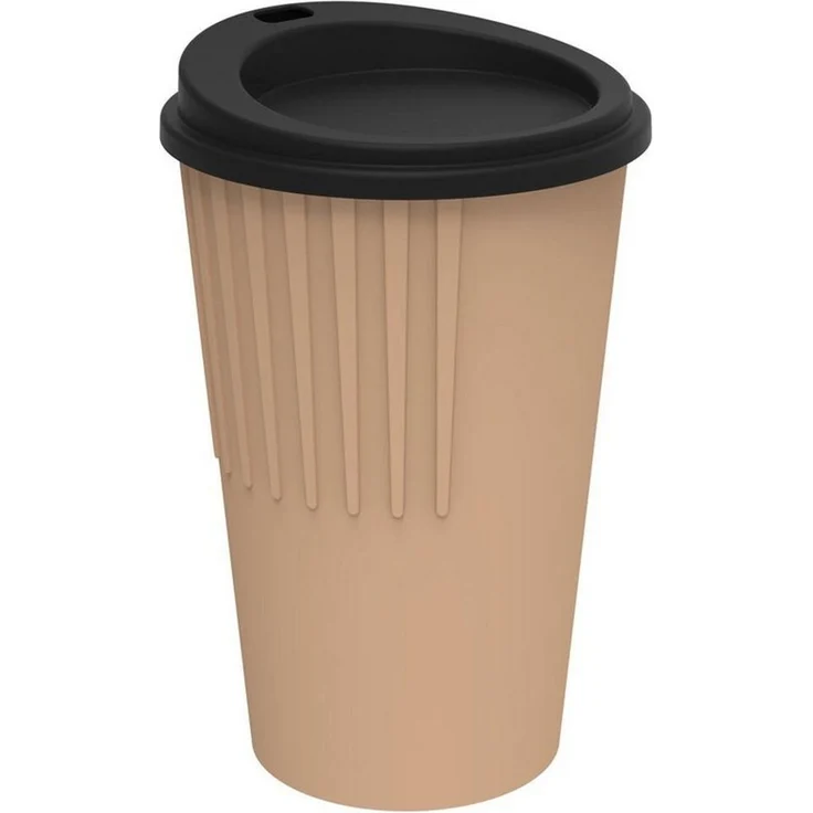 elasto Coffee-to-go-Becher Kaffeebecher 300 ml Trinkbecher mit Deckel und Riffel-Optik, Made in Germany, BPA-frei, 100% recyclebar, Heißgetränke, Teebecher – Bild 1
