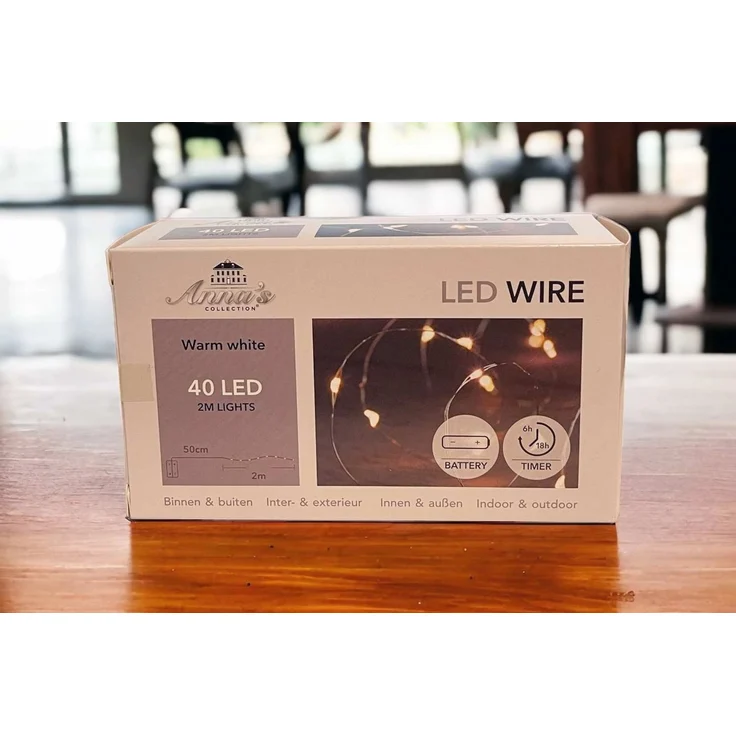Coen Bakker Deco BV LED-Lichterkette LED Wire, Batterie Außen Draht silber 6/18h Timer 40 LED 1,95m – Bild 3