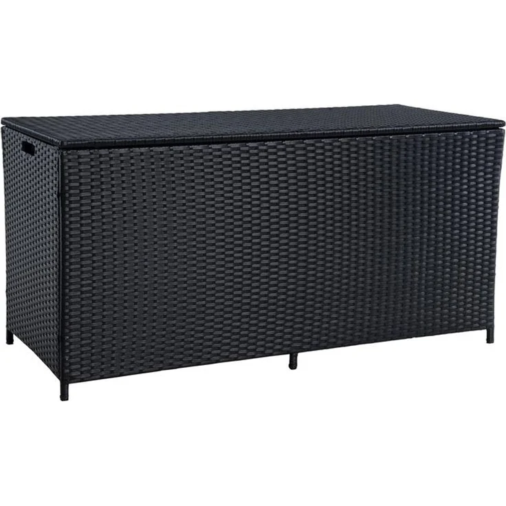 Polyrattan Auflagenbox Kissenbox Gartenbox 114 cm Aufbewahrungsbox Truhe Schwarz – Bild 5