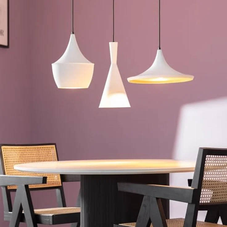 LEDKIA LIGHTING Lennon Hängeleuchte, kegelförmiges Design, höhenverstellbares Kabel, E27 LED-kompatibel, Aluminium, Weiß – Bild 3