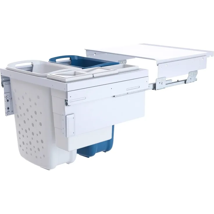 HAILO 3270611 Laundry Carrier 600 mit synchronisiertem Überauszug / TIDY 4-fach Wäschebehälterauszug / Wäschebox / Wäschekorb