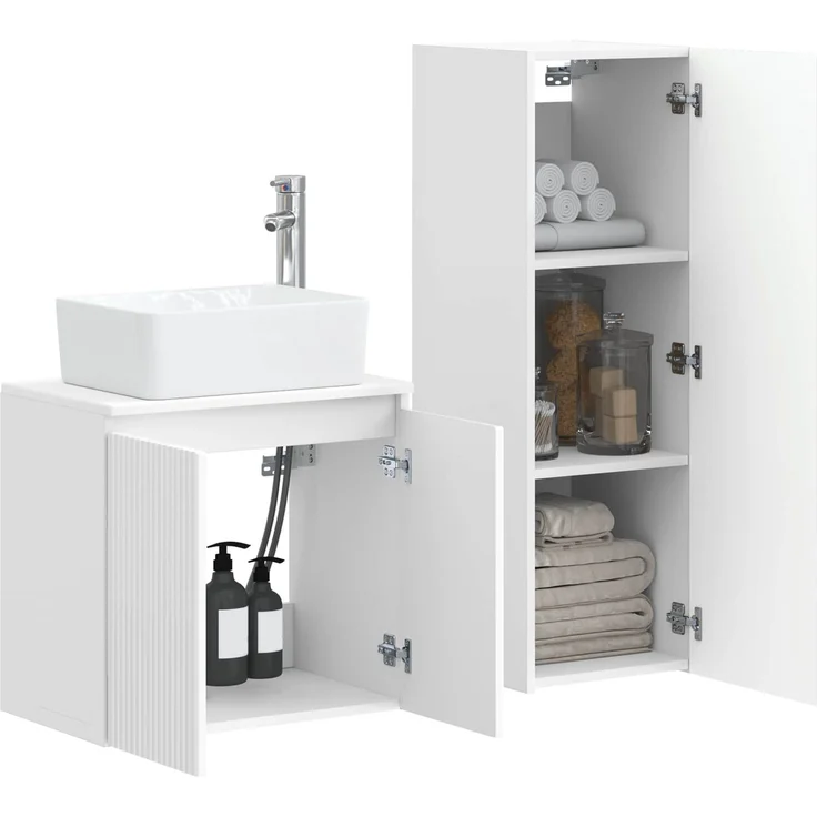 vidaXL Badezimmerschrank-Set 2 stk. Hochglanz Weiß 33 x 34,5 x 100 cm 3406127 – Bild 3