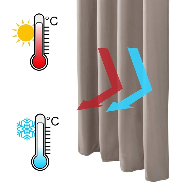 Beautissu Vorhang 2er Set Thermovorhang Gardine Sand Amelie TK, 140x245cm, Vorhang isolierend Kälte- & Hitzeschutz Universalband Verdunkelnd – Bild 2