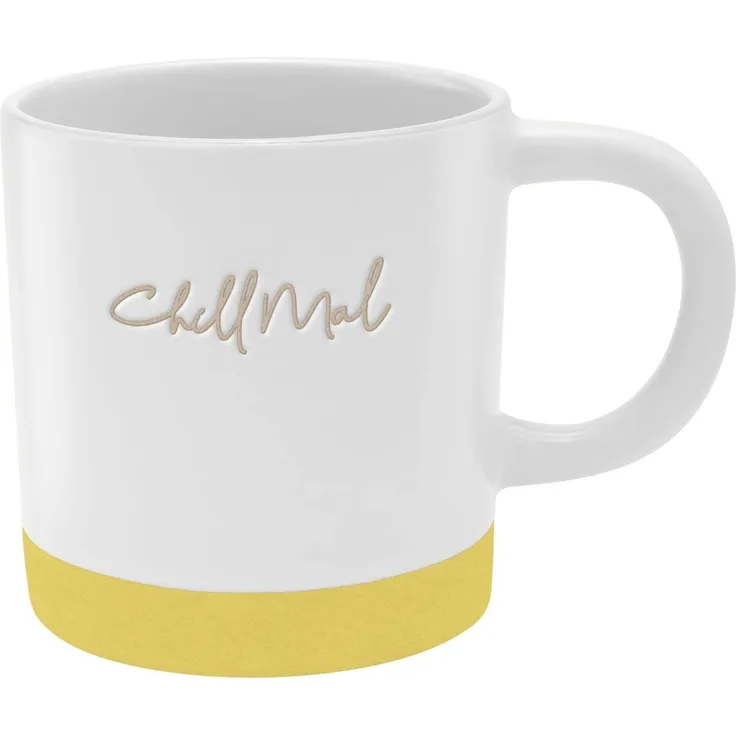 GRUSS & CO Tasse mit Gravur "Chill mal" | Steinzeug, 40 cl, mehrfarbig | Geschenk Freunde | 48433