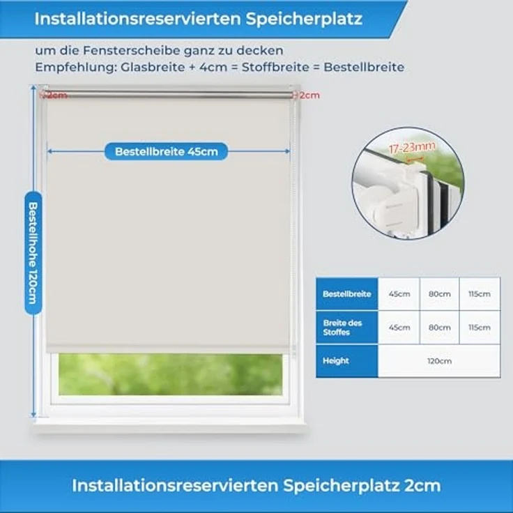 Verdunkelungsrollo Rollos für Fenster und Tür ohne Bohren 110x160 cm Creme Thermo Rollo Klemmfix Verdunklungsrollo Fensterrollo Lichtblick Sicht-und Sonnenschutz Wand-und Deckenmontag – Bild 5