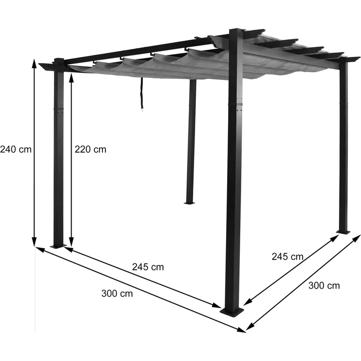 Mendler 'HWC-N93' Pergola, stabiles 8cm-Gestell mit Schiebedach UV50+ 3x3 m, Aluminium, Anthrazit – Bild 3
