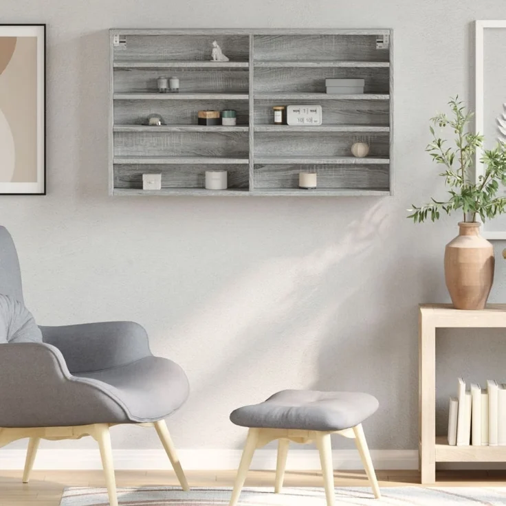 vidaXL Vitrinenschrank Grau Sonoma 100x15x58 cm Holzwerkstoff 847931 – Bild 2