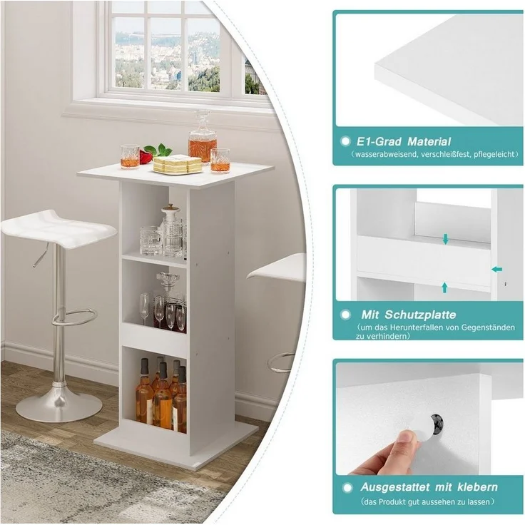 Woltu Bartisch (1-St), mit 3 Regalfächern, aus Holzwerkstoff – Bild 3