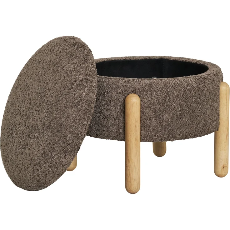 House Nordic Pouf mit Ablage, braun/natur, ø45x36 cm, HN1237 – Bild 3