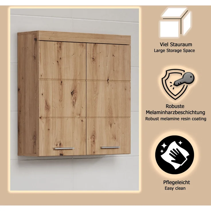 Trendteam 'Amanda' Hängeschrank, Holz, 73 x 77 x 23 cm, Eiche – Bild 15