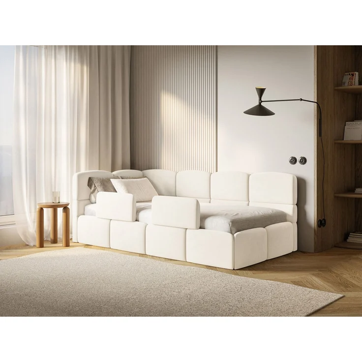 Selsey 'Cloudy' Kinderbett 90x200, Rausfallschutz, Kopfteil links, Creme – Bild 3