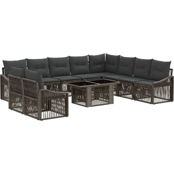 vidaXL Gartensofa-set 11 stk. Grau und Dunkelgrau 100 x 55 x 73 cm 3437273 – Bild 2