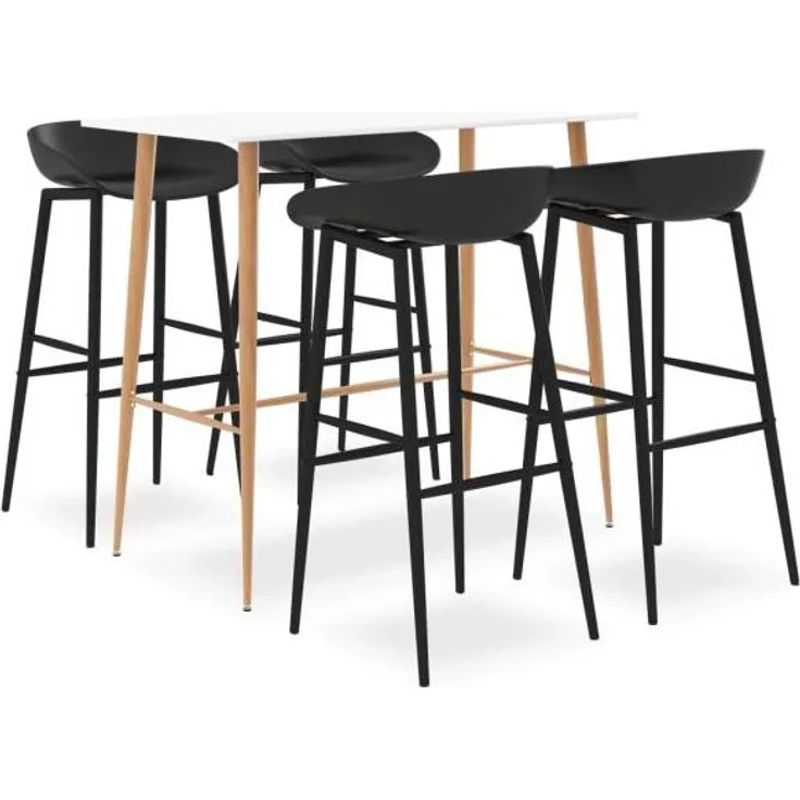 vidaXL 5-tlg. Bar-Set Weiß und Schwarz [3057437]